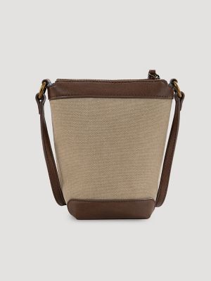 Women's Small Canvas Bucket Bag in Coffee