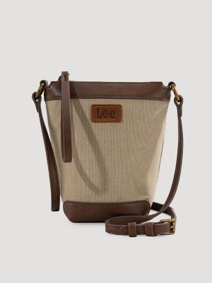 Women's Small Canvas Bucket Bag in Coffee