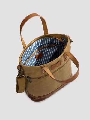 Women's Canvas Side Zip Tote in Khaki
