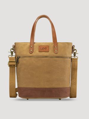 Women's Canvas Side Zip Tote in Khaki
