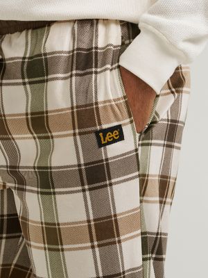 Men's Plaid Lounge Pant with Contrast Waistband