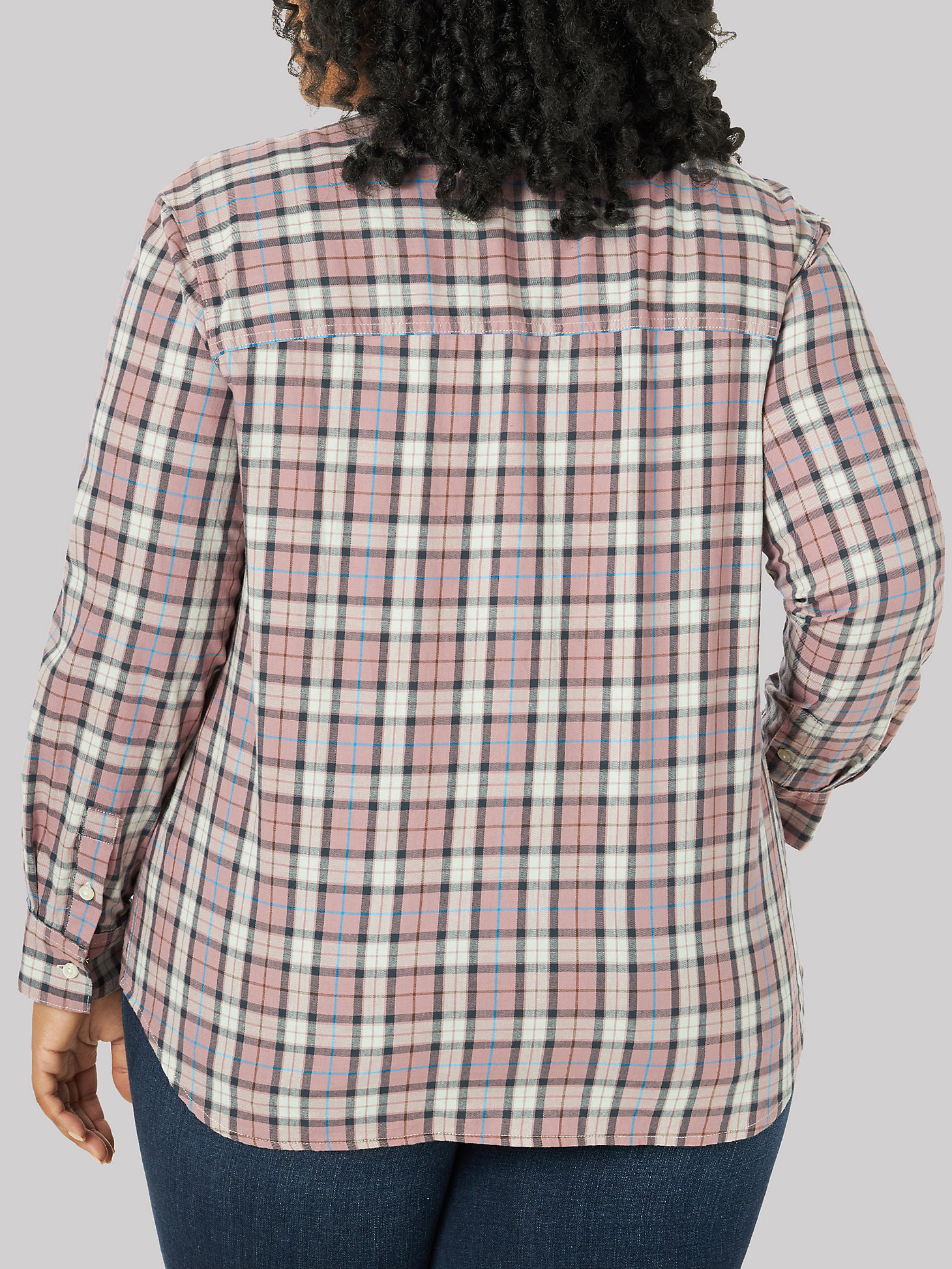 Women's All Purpose Plaid Button Down Shirt - Plus in Smokey Mist alternative view 1