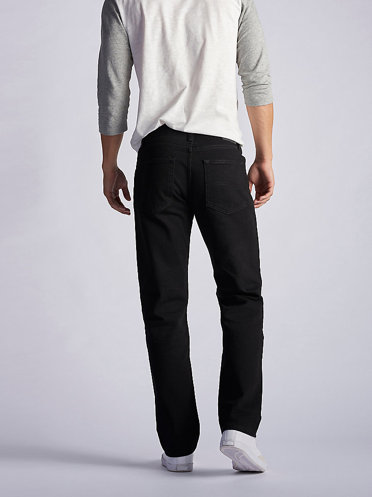 Men’s  100% Cotton Regular Fit Straight Leg Jeans in Double Black alternative view