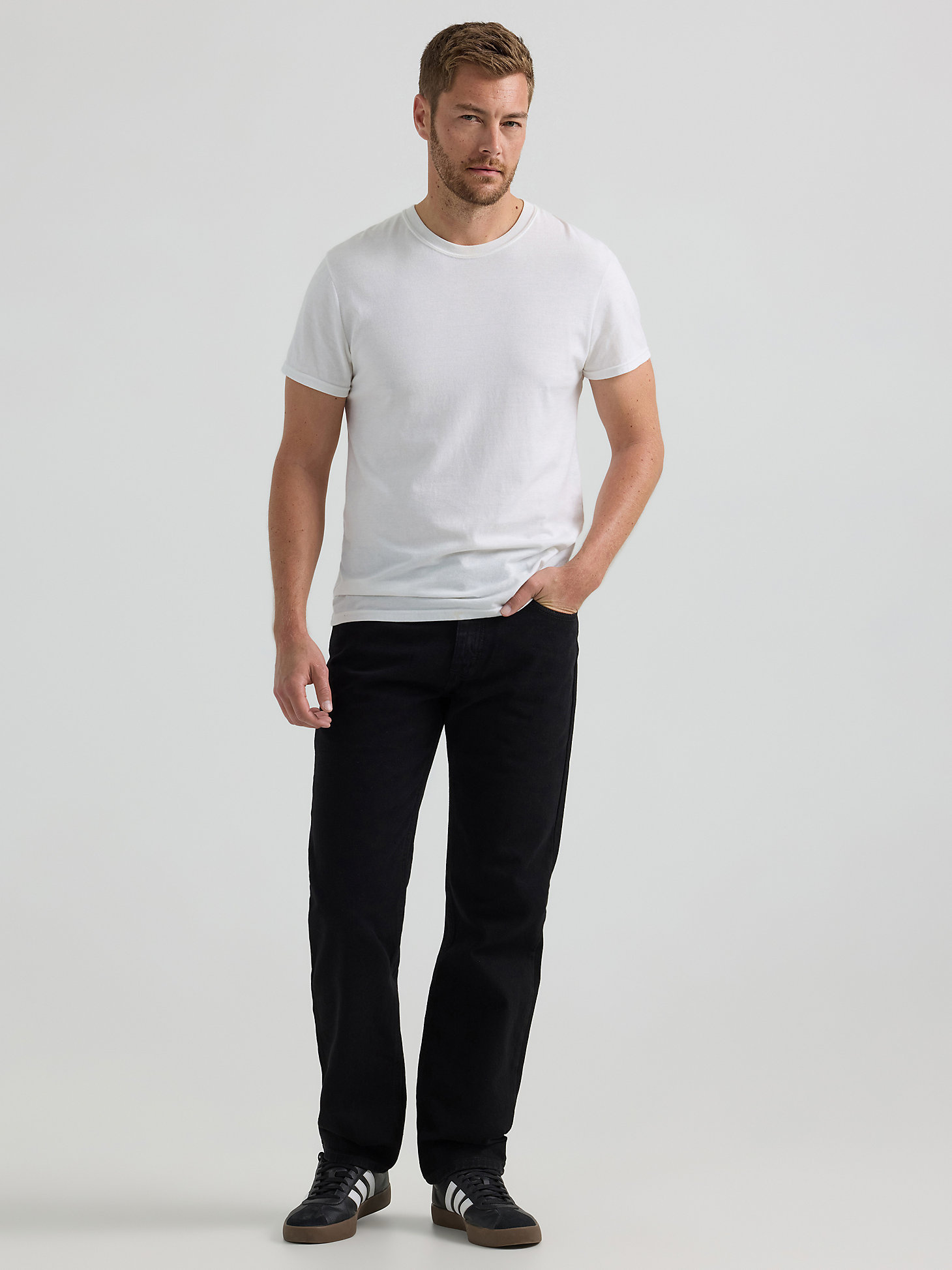 Men’s  100% Cotton Regular Fit Straight Leg Jeans in Double Black alternative view 1