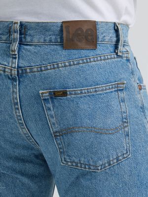 Men’s  100% Cotton Regular Fit Straight Leg Jeans in Light Stone alternative view 4