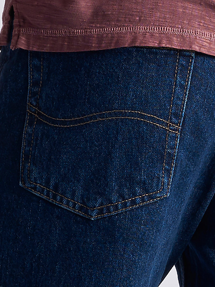 Men’s 100% Cotton Regular Fit Straight Leg Jeans in Dark Stonewash alternative view 3