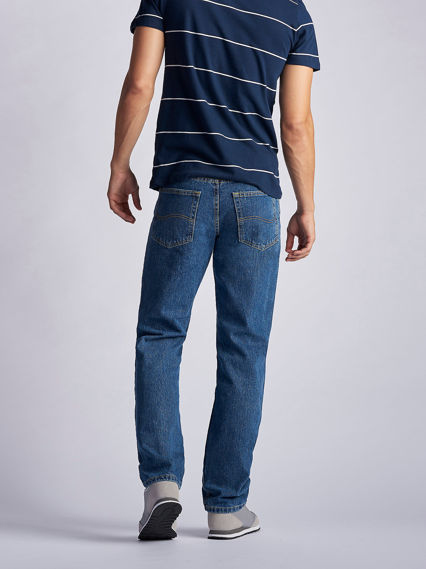 Men’s 100% Cotton Regular Fit Straight Leg Jeans in Medium Stone alternative view 1