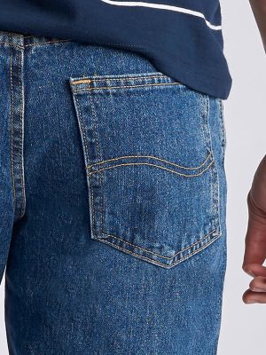 Men&rsquo;s 100% Cotton Regular Fit Straight Leg Jeans in Medium Stone