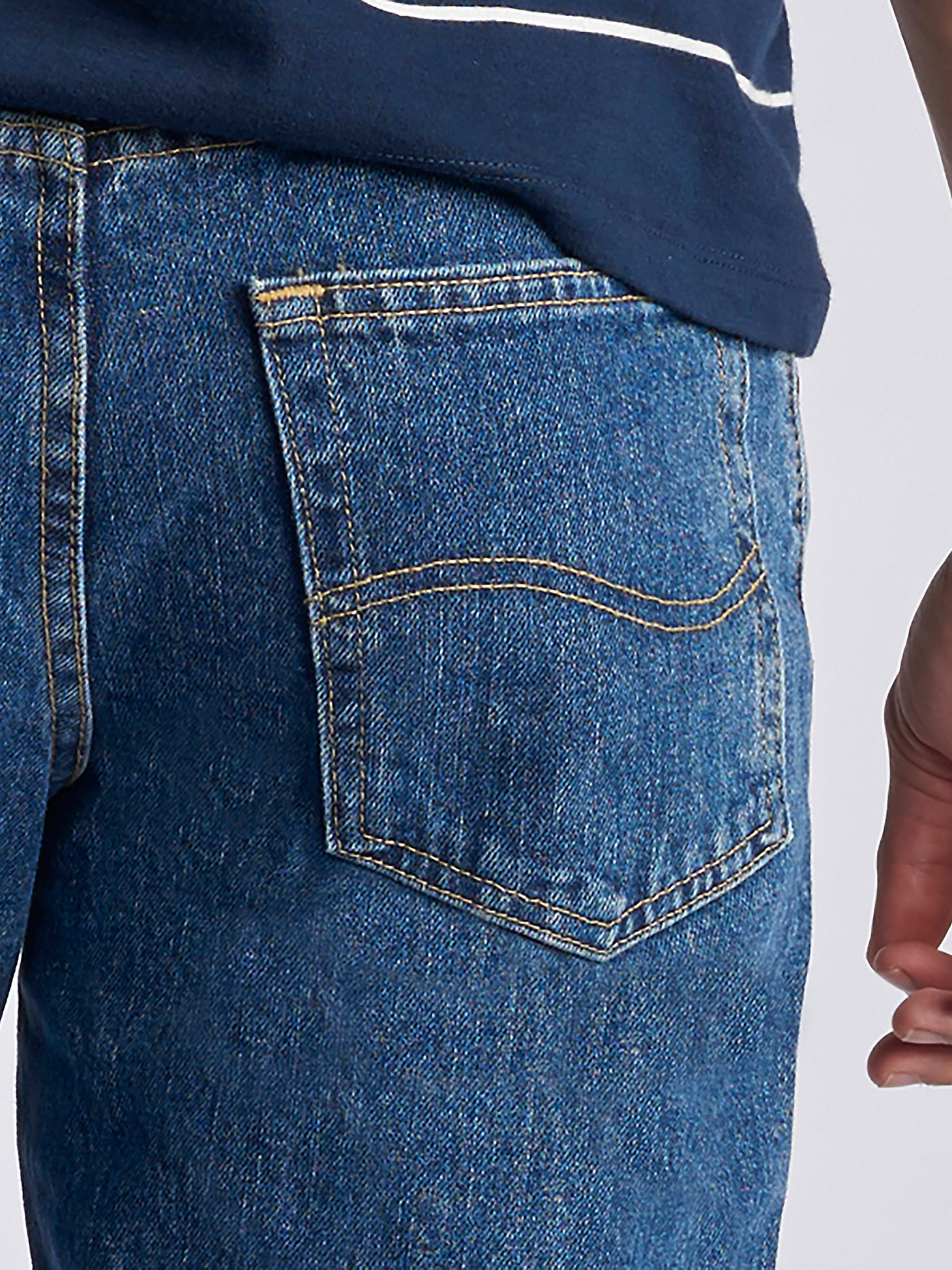 Men’s 100% Cotton Regular Fit Straight Leg Jeans in Medium Stone alternative view 2