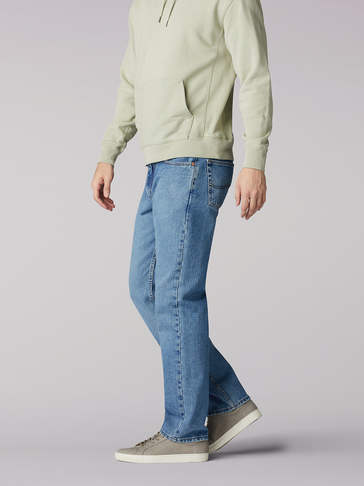 Men’s 100% Cotton Regular Fit Straight Leg Jeans in Vintage Stone alternative view 2