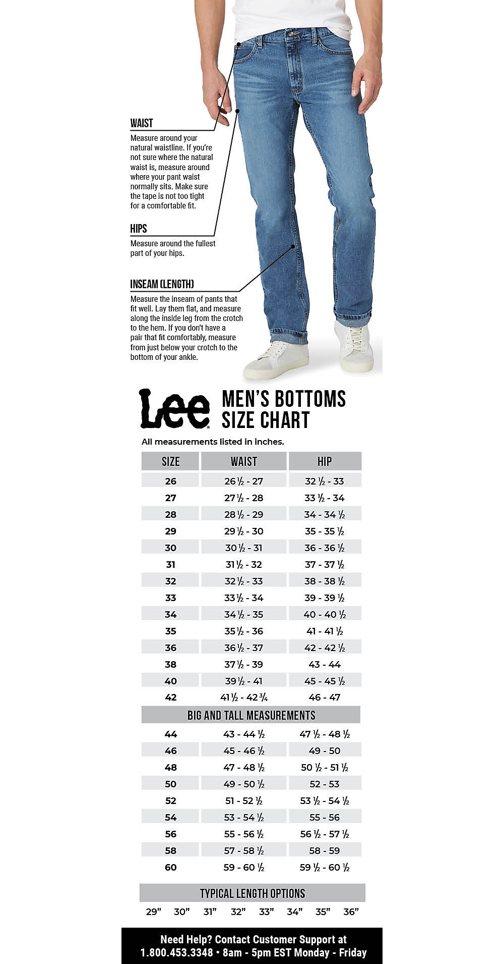 Express Jean Size Chart