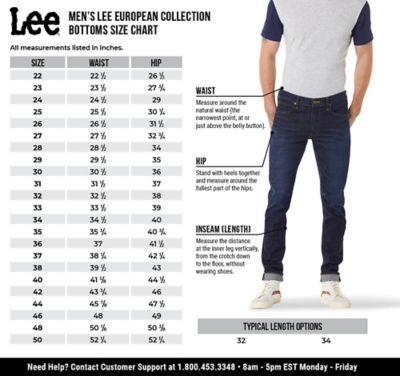 Men's Pants Sizes Chart
