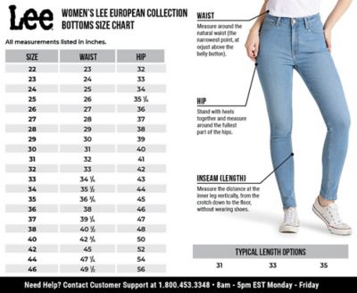 Lee Jeans Size Chart