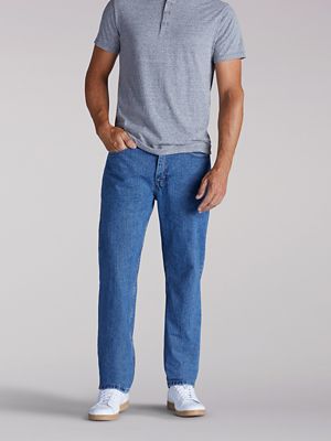 Men’s Relaxed Fit Straight Leg Jeans in Medium Stone