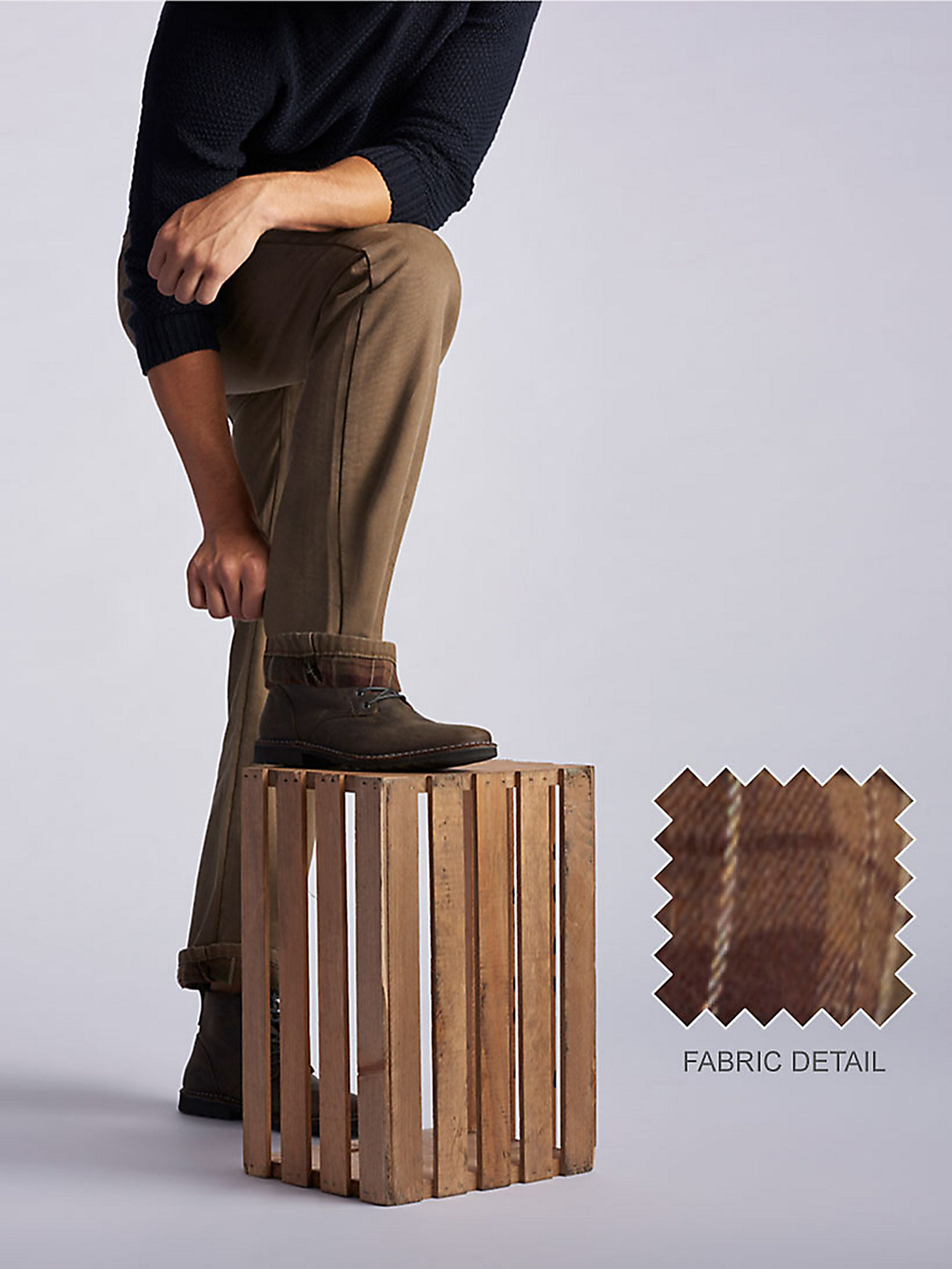 Men’s Relaxed Fit Flannel and Fleece Lined Straight Leg Jean in Teak main view