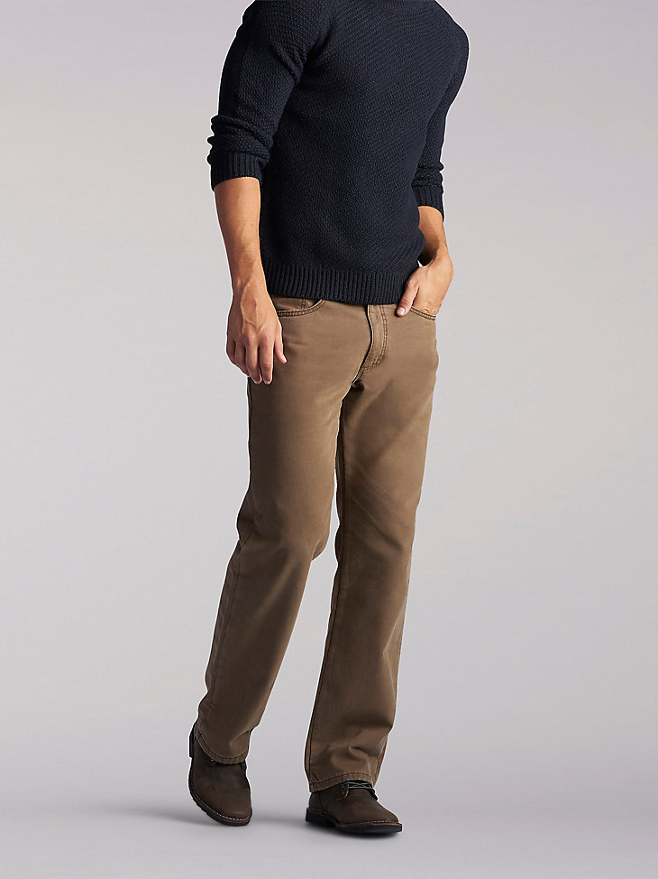 Men’s Relaxed Fit Flannel and Fleece Lined Straight Leg Jean in Teak alternative view