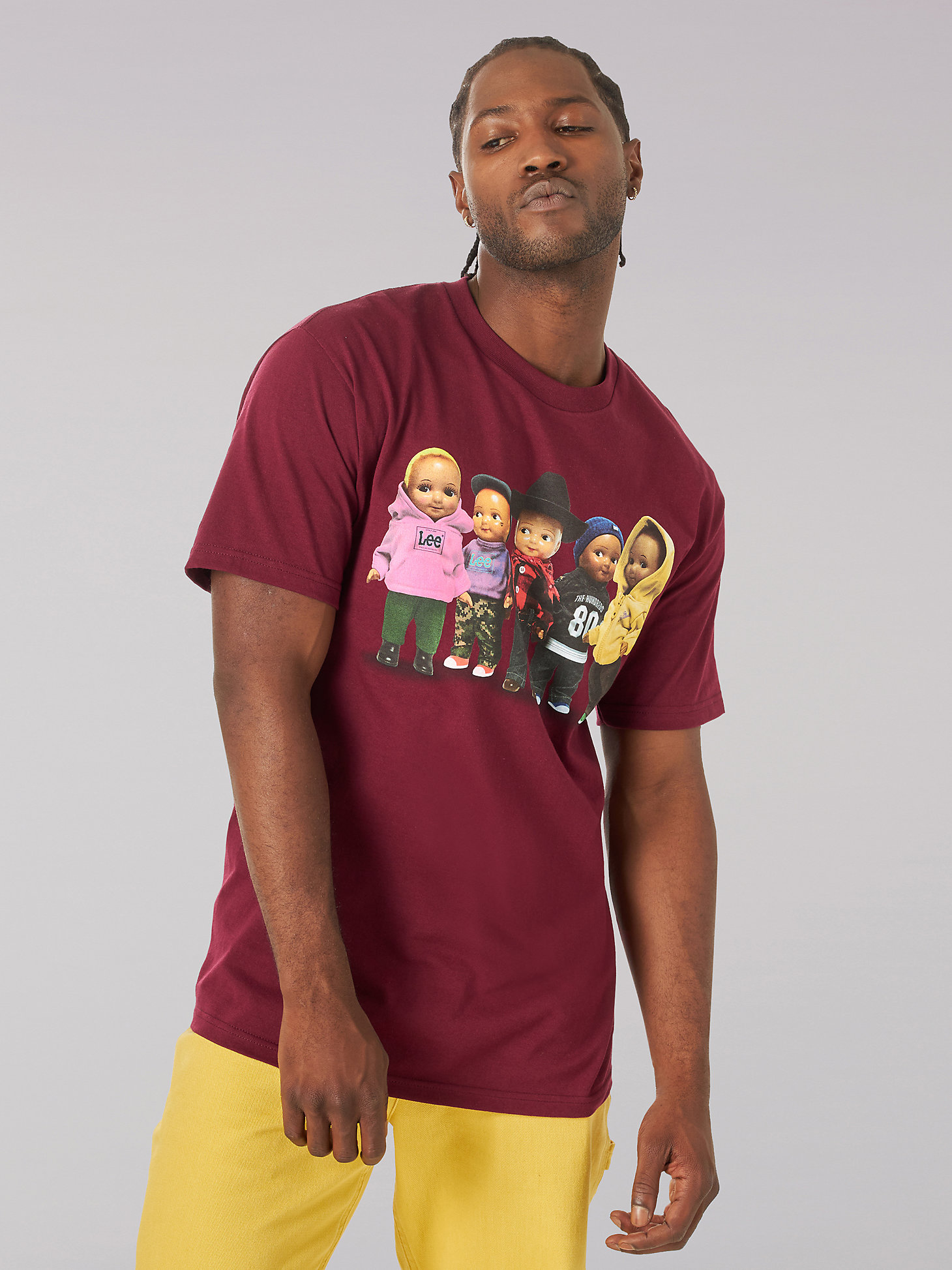 Men's Lee® x The Hundreds® Buddy Lee and Friends Graphic Tee in Burgundy main view