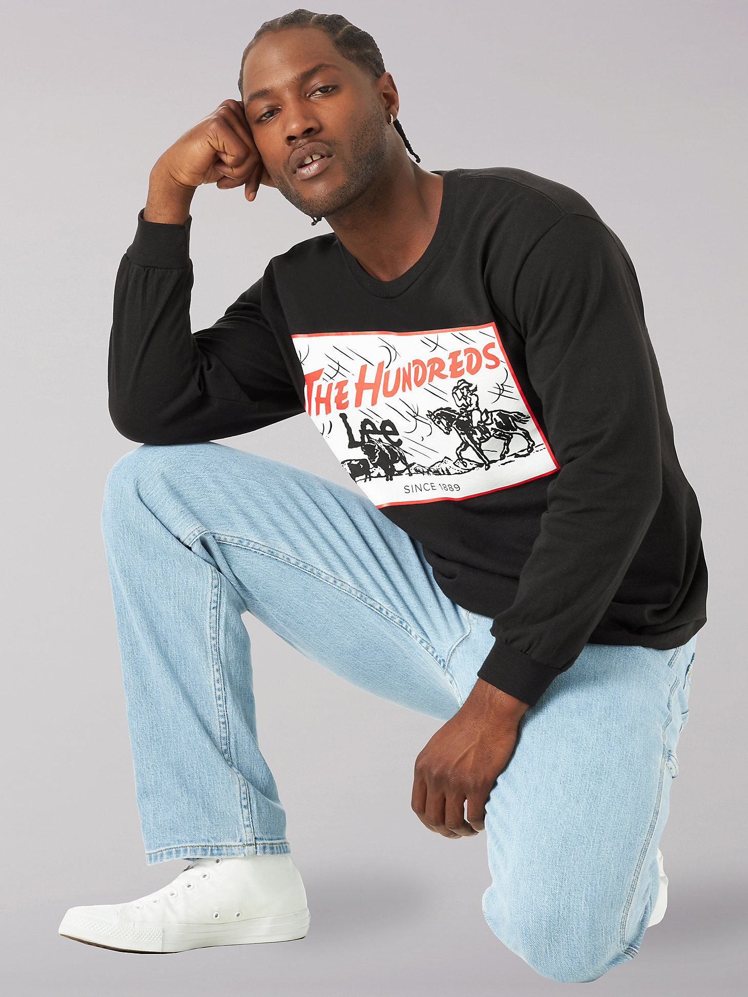 Men's Lee® x The Hundreds® Long Sleeve Storm Rider Graphic Tee in Black alternative view 2