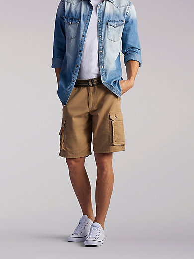 Men's Button Solid Color  Cotton Multi-Pocket Overalls Shorts Cargo Short Pant