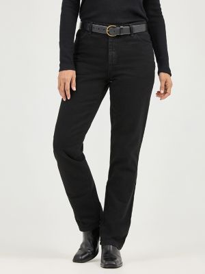 Women’s 100% Cotton Relaxed Fit Straight Leg Jean in Pure Black alternative view