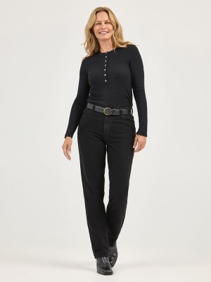 Women’s 100% Cotton Relaxed Fit Straight Leg Jean in Pure Black