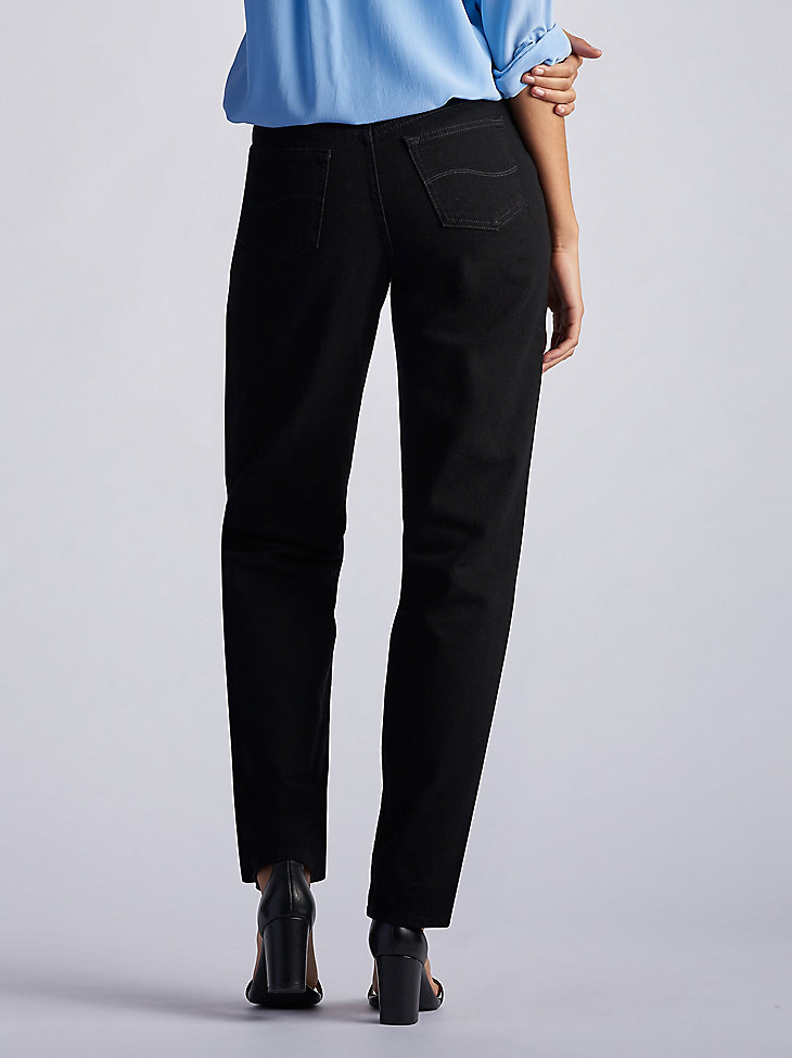 Women’s 100% Cotton Relaxed Fit Straight Leg Jean (Petite) in Pure Black alternative view