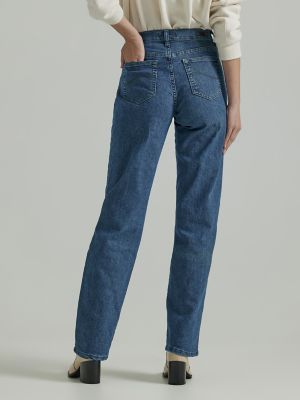 Lee Comfort Stretch Waistband Straight Leg Jeans Women's 36x28 Blue High  Rise