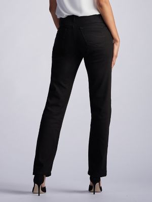WOMEN’S STRETCH RELAXED FIT STRAIGHT LEG JEAN (PETITE) IN BLACK ONYX