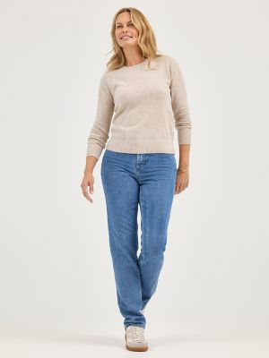 lee perfect fit jeans just below the waist