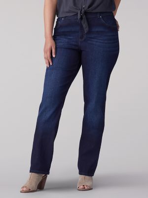 Lee Comfort Stretch Waistband Straight Leg Jeans Women's 36x28 Blue High  Rise