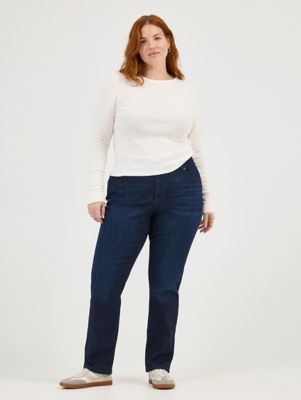 Lee Comfort Stretch Waistband Straight Leg Jeans Women's 36x28 Blue High  Rise