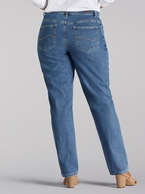 Lee® Women's 100% Cotton Relaxed Fit Straigh Leg Jean (Plus) - Aero 18W  TALL