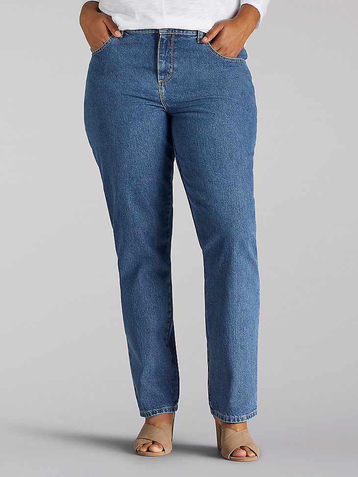 Women’s 100% Cotton Relaxed Fit Straight Leg Jean (Plus) in Aero main view