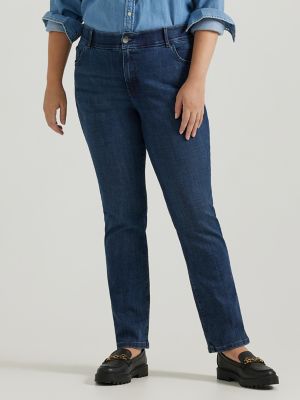 Women's Ultra Lux with Flex Motion Regular Fit Straight Leg Jean (Plus) in Royal Chakra