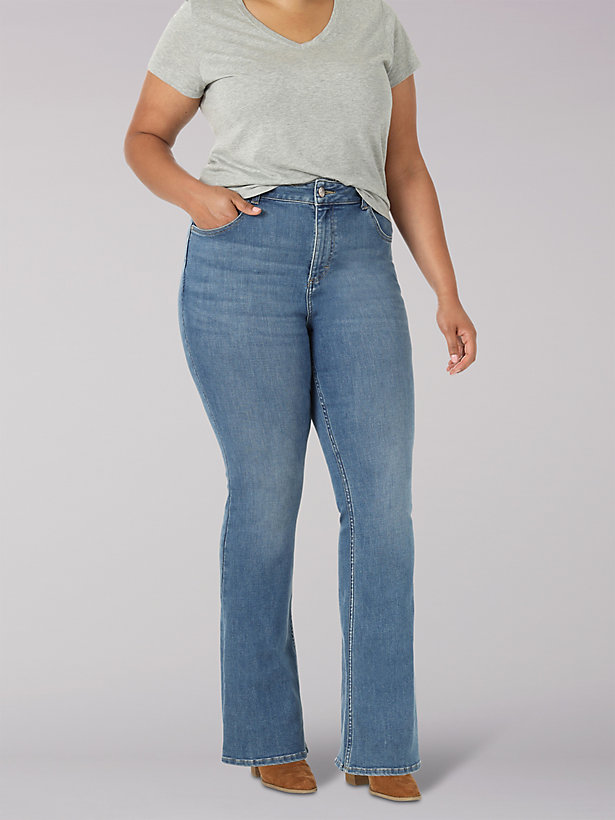 Women's High Rise Slim Fit Mini Flare Jean (Plus)