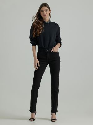 Women's Ultra Lux with Flex Motion Regular Fit Straight Leg Jean in Black main view