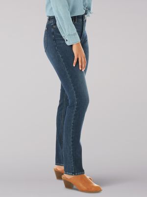 Lee Women's Plus Size Ultra Lux Mid-Rise Slim Fit Straight Leg Jean
