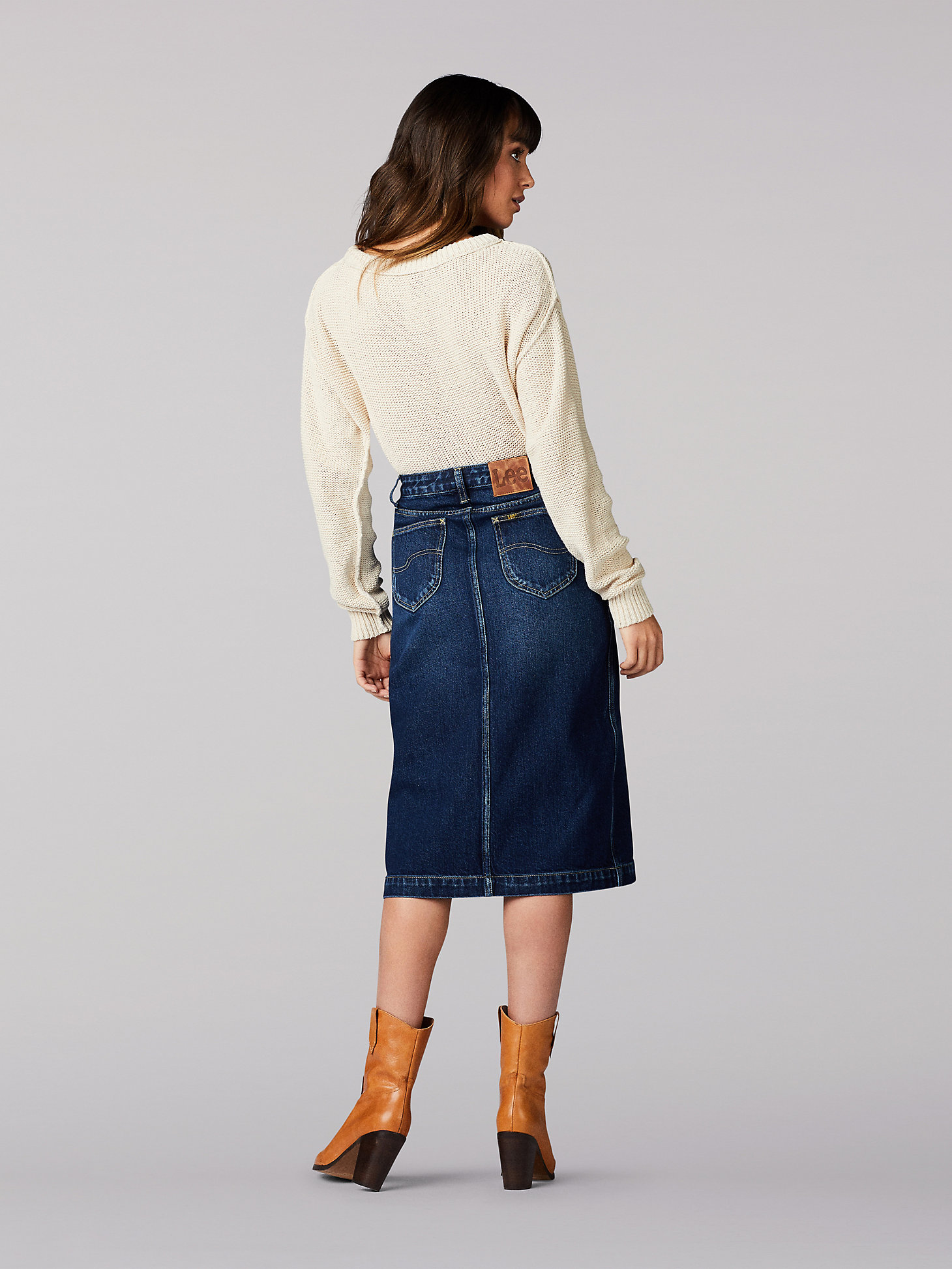 Women’s Vintage Modern High Rise Midi Skirt in Kansas Blue alternative view 1