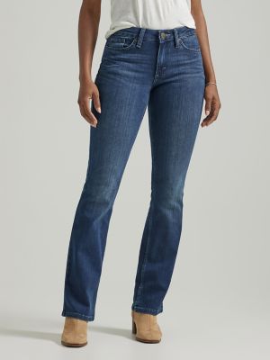 LAEMILIA Women Low Rise Jeans Bootcut Premium Stretchy Flare Denim Pants  Pull on Black UK8/Tag M : : Fashion