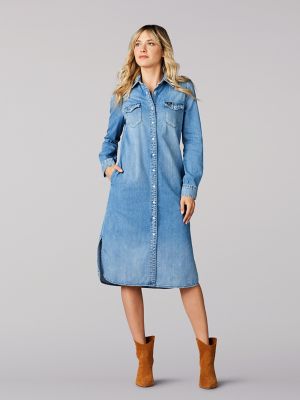 western midi denim dress