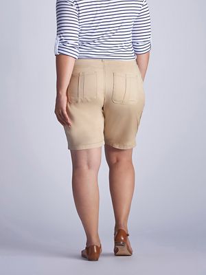 Womens Relaxed Fit Avey Knitwaist Cargo Bermuda Plus