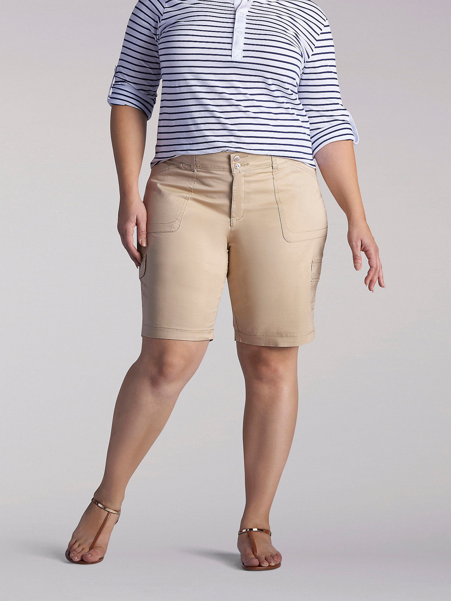Women’s Relaxed Fit Avey Knitwaist Cargo Bermuda (Plus) in Cafe main view