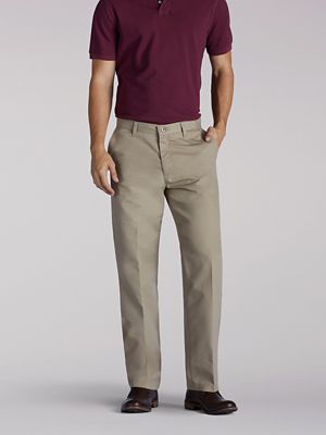 lee men's total freedom relaxed classic fit flat front pant