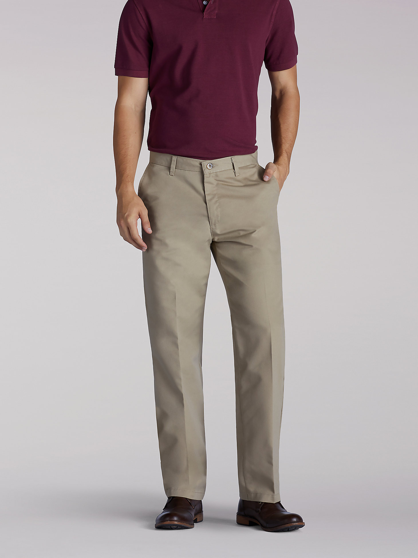 Men’s Total Freedom Flat Front Pants in Khaki Twill main view