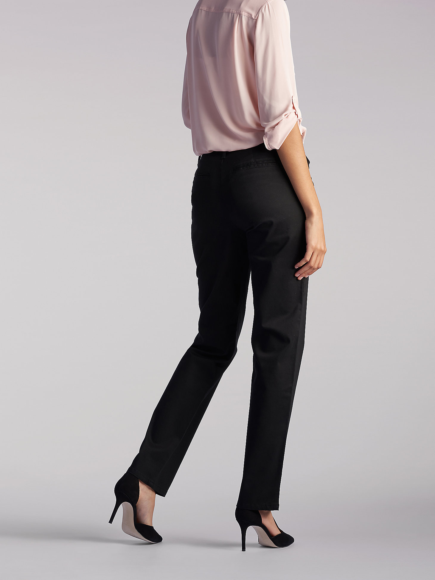 Women’s Relaxed Fit Straight Leg Pant (All Day Pant) (Petite) in Black alternative view 2