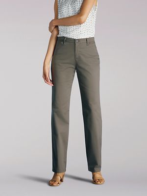 Lee Womens Plaid Relaxed Plain Front Pants 