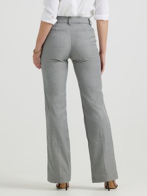 Grey Slim Fit Signature 100% Wool Trousers With Motion Flex Waistband