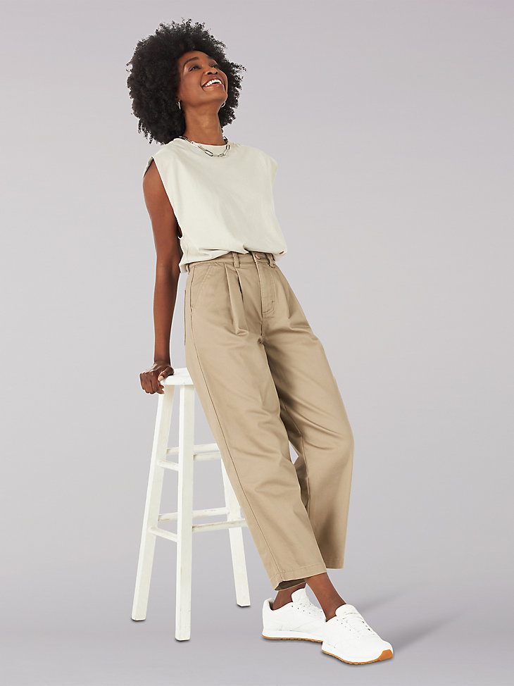 Women's Heritage High Rise Chetopa Pleated Wide Leg Flood Pant in Beech alternative view 5