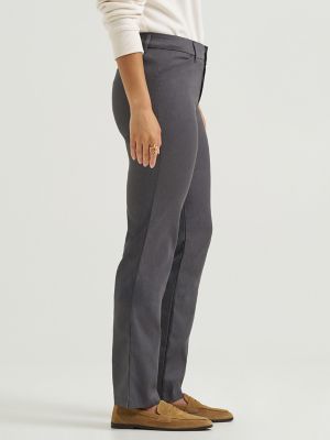 Wrinkle Free Relaxed Straight Leg Pant:Charcoal:18:M alternative view 3