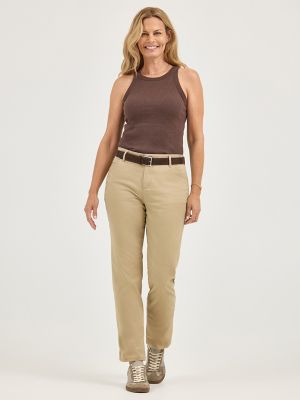 LEE Womens Short Straight Casual Trousers US 10 Large W30 L28 Brown Cotton, Vintage & Second-Hand Clothing Online